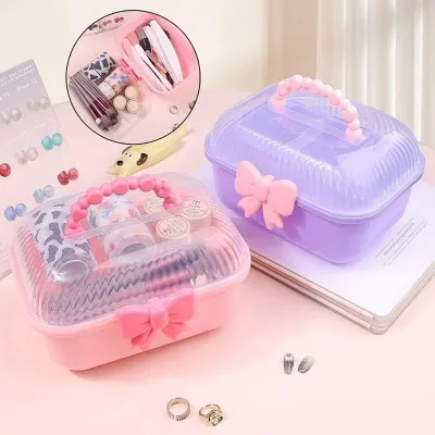 Cute Double Layered Cosmetics Organizer Box